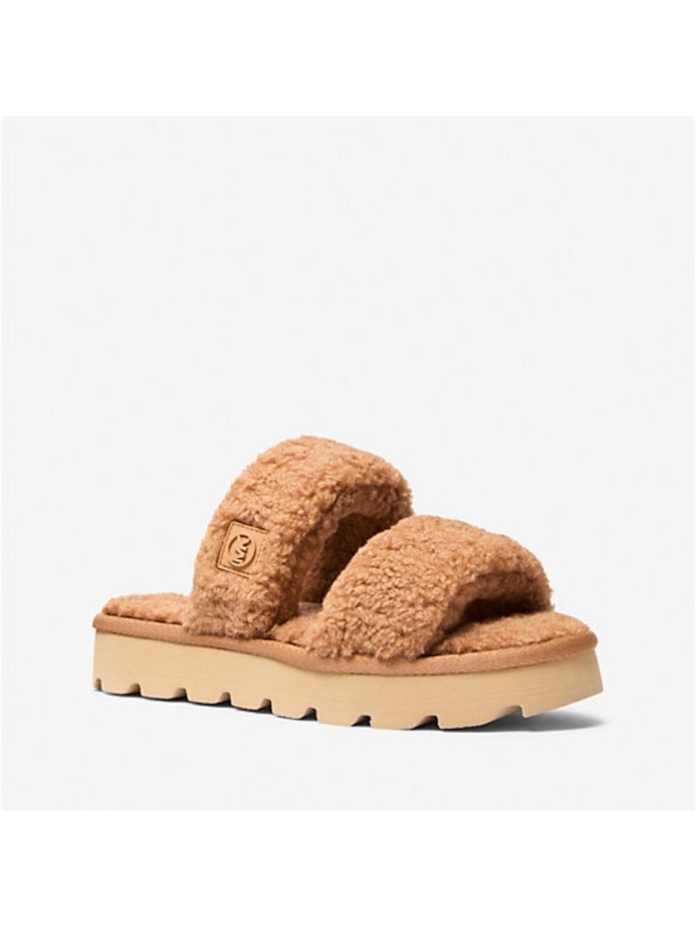 Michael Kors Winnie Camel Faux Sheering Slide Sandals, Size 8